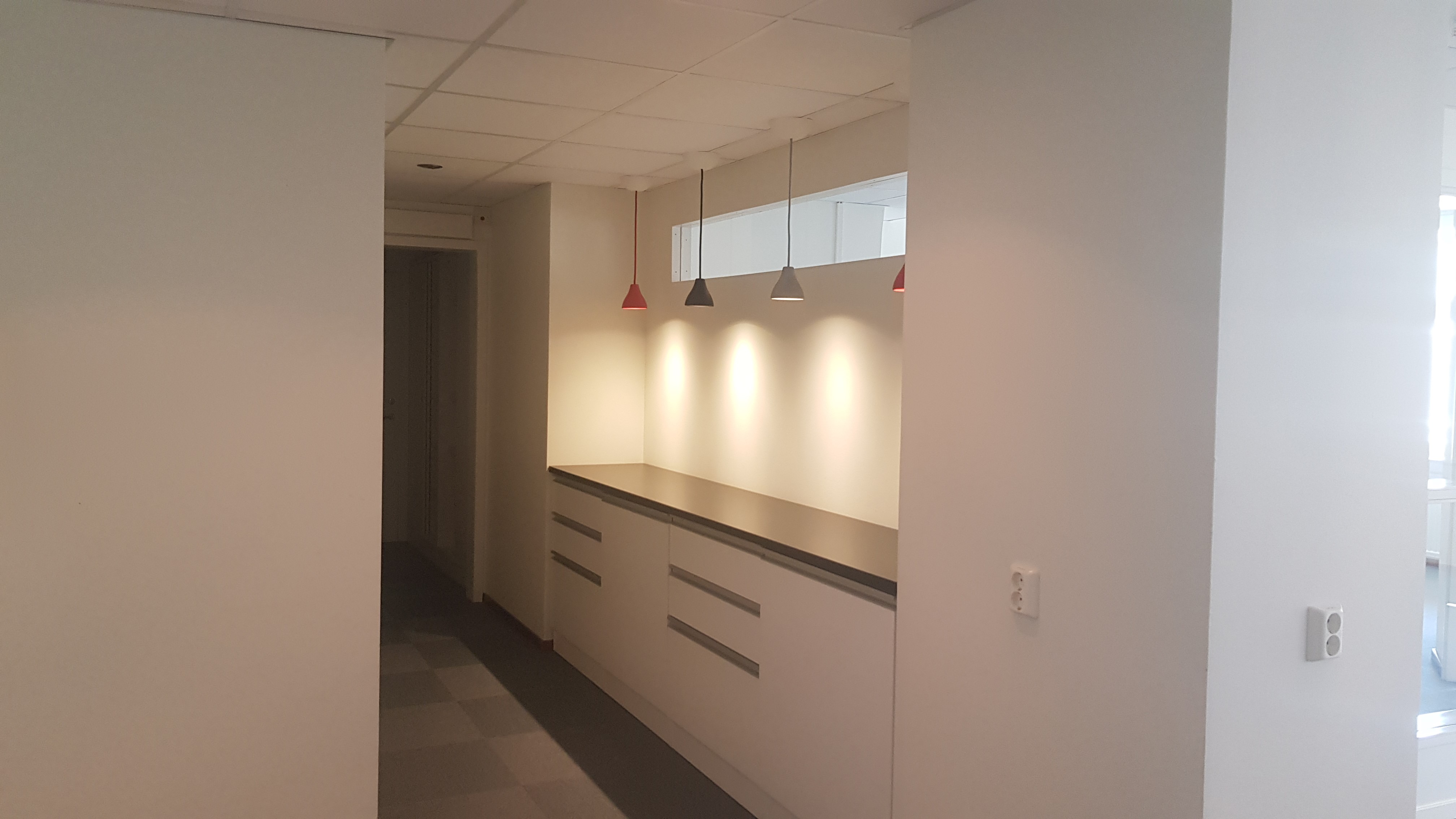 Egen köksdel i den 202 m² stora lediga lokalen.