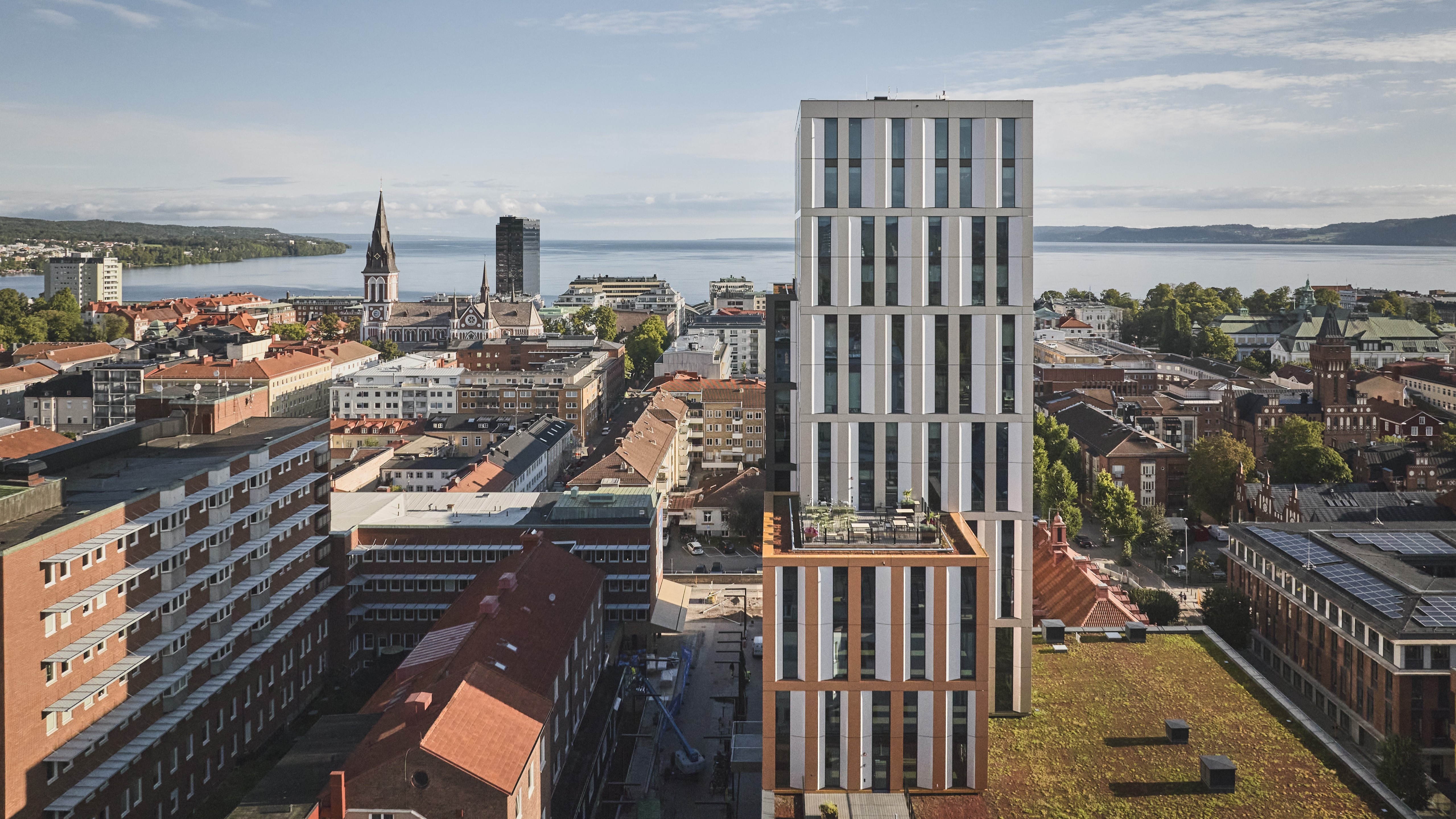 Bild över centrum och Science Park Towers i Jönköping.